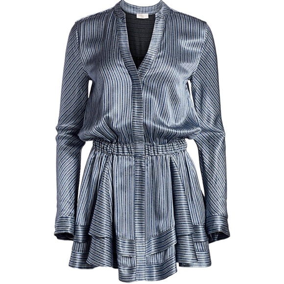NWT Ramy Brook Alanis Metallic Stripe A-Line Shirtdress - Picture 10 of 16